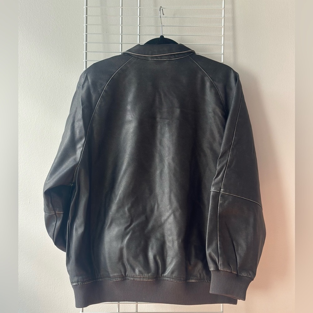 Wild Fable's Women's Distressed Faux Leather Bomber Jacket - Picture 3 of 16
